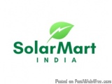 The image is a logo of SolarMart India, a company that provides solar energy services in India. The logo is written in a mode...