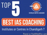 The image is a blue banner with white text that reads "Top 5 Best IAS Coaching Institutes or Centres in Chandigarh?". The ban...