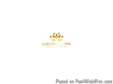 The image is a logo for a luxury spa. The logo is a simple design with a gold color and a white background. In the center of...