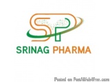 The image is a logo of Srinag Pharma, a pharmaceutical company. The logo is rectangular in shape and has a green and orange c...