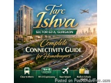 The image is an advertisement for the Tarc Ishva Sector 63 A, Gurgaon, India. The background of the image is a cityscape with...