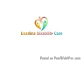 The image is a logo for a company called "Dazzling Disability Care". The logo is in the shape of a heart with two people insi...