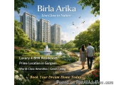 The image is an advertisement for Birla Arika, a luxury 4 BHK Residences in Gurgaon, India. The advertisement features a beau...