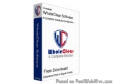 The image is a product cover of WholeClear Software, a complete solution for migration. The cover is rectangular in shape and...