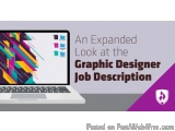 The image is a graphic design job description banner for an expanded look at the graphic designer job description. The banner...