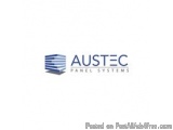The image is a logo for Austec Panel Systems. The logo is rectangular in shape and has a blue and white color scheme. On the...
