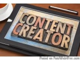 The image shows a black tablet with the words "Content Creator" written in wooden letters on it. The letters are arranged in...