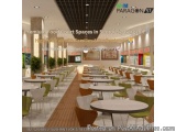 The image shows the interior of a restaurant named Paragon 57, located in Sector 57, Gurgaon, India. The restaurant has a hig...