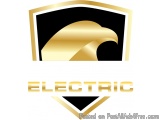 The image is a logo for an electric company called "Electric". The logo is a shield-shaped shield with a black background and...