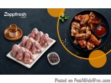 The image is an advertisement for Zappfresh, a fast food chain. The background is black and the text is in white and yellow....