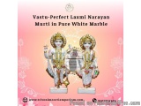 Vastu-Perfect Laxmi Narayan Murti in Pure White Marble