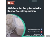 The image is an advertisement for ABS Granules Supplier in India, Kapoor Sales Corporation. The background is black and the t...