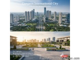 The image is a collage of two photographs of Gurgaon International City, a world-class integrated township in India. The phot...