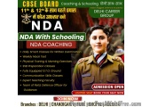 The image is an advertisement for the CBSE Board NDA (National Defence Academy) NDA with Schooling and Coaching Group. The ad...