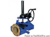 The image shows a blue-colored industrial machine with a black-colored handle and a black wheel on the right side. The machin...
