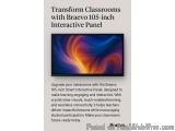 The image is an advertisement for Braevo 105-inch interactive panels. The background of the image is a large screen with a co...