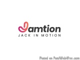 The image is a logo for a company called "Amtion Jack in Motion". The logo is written in black text on a white background. Th...
