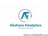 The image is a logo for Akshara Finalytics Private Limited. The logo is a circular shape with a blue and green color scheme....