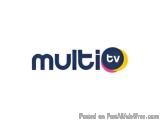 The image is a logo for a TV channel called "multitv". The logo is written in a modern, sans-serif font and is in a dark blue...