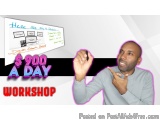 The image is a promotional graphic for a workshop. It features a man in a gray shirt pointing to a whiteboard with the text "...