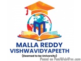 The image is a logo for Malla Reddy Vishwavidyapeeth (Deemed to be University). The logo is a circular design with a blue bac...