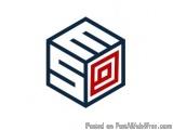 The image is a 3D cube with a red square in the center. The cube is made up of three equal parts, with the top half being whi...