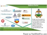 The image is a banner or advertisement for a defence sector e-learning solution. It has a green background with the title "De...