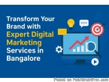 The image is a graphic design that represents the concept of transforming a brand with expert digital marketing services in B...