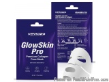 The image shows two packets of NewDRU GlowSkin Pro Premium Collagen Face Mask. The packets are purple in color and have the b...