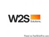 The image is a logo for a company called W2S Solutions. The logo is written in black capital letters on a white background. T...