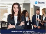 The image is a promotional graphic for a company called FactoHR. It features a young woman in a business suit standing in fro...