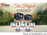 The image is an advertisement for a product called "The Perfect Ventilation Solution for every space!" The background of the...
