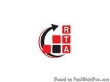 The image is a pixelated logo with a red and black color scheme. The logo is in the shape of a circle with a curved line on t...