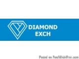 The image is a blue banner with the words "DIAMOND EXCH" written in white capital letters. Below the text, there is a white d...