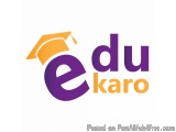 The image is a logo for a company called Edu Karo. The logo is rectangular in shape and has a white background. On the left s...