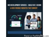 The image is an advertisement for web development services that build fast, secure and user-friendly websites that convert. I...