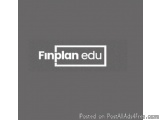 The image is a logo for Finplan edu. It is a rectangular shape with a white background and black text. The text reads "Finpla...
