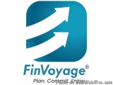 The image is a logo for FinVoyage, a company that provides planning, commit, and enjoy services. The logo is a square-shaped...