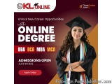 The image is an advertisement for an online degree application for a BBA (Bachelor of Business Administration) degree in the...