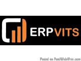 The image is a logo for ERP VITS, a company that provides financial services. The logo is black with orange text that reads "...
