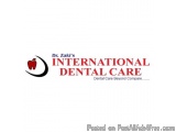 The image is a logo for Dr. Zakki's International Dental Care. The logo is a combination of red and black text on a white bac...