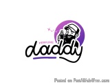 The image is a logo for a perfume brand called "daddy". The logo is in a purple circle with a black outline. Inside the circl...