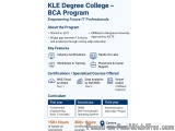 The image is an infographic that explains the KLE Degree College - BCA Program, which is an empowering future IT professional...