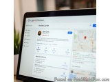 The image shows a laptop screen displaying the Google My Business page. The page is titled "Verified Cortile" and has a searc...