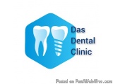 The image is a logo for a dental clinic called Das Dental Clinic. The logo is in the shape of a hexagon with a blue backgroun...