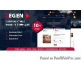 The image is a screenshot of a website template for a church website called ZEGEN. The template is a 10+ demo version of the...