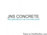 The image is a logo for JNS CONCRETE, a company that specializes in all concrete work. The logo is written in black text on a...