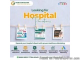 The image is an advertisement for a website called "Looking for Hospital". The background is white and the text is in yellow...