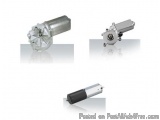 The image shows three different types of motor components. On the top left, there is a cylindrical-shaped motor with a silver...