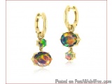Hypoallergenic Ethiopian Fire Opal Stud Earrings Silver/Gold Plated $60 USD